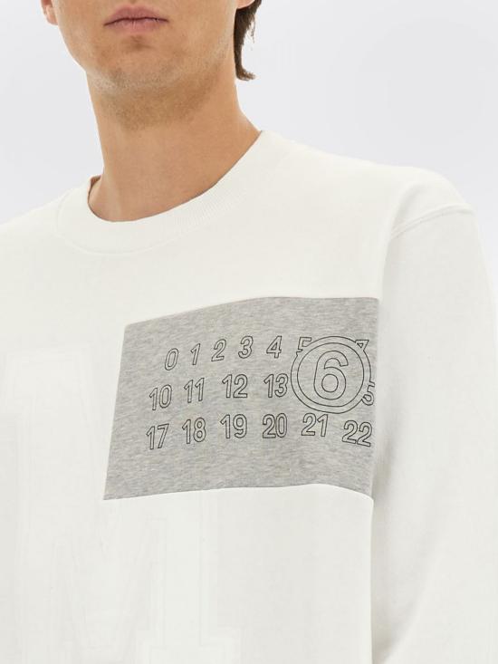 25FW MM6 메종마르지엘라 라지 M 로고 넘버 프린트 스웨트 셔츠 SH0GU0029M25014 101 White - MM6 MAISON MARGIELA