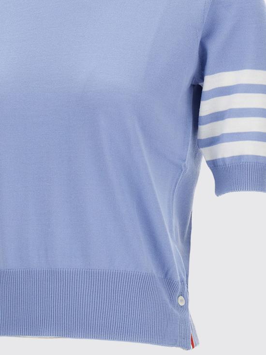 26SS 톰브라운 메리노 울 저지 스티치 4바 티셔츠 FKA471AY1014 482 Gnawed Blue - THOM BROWNE