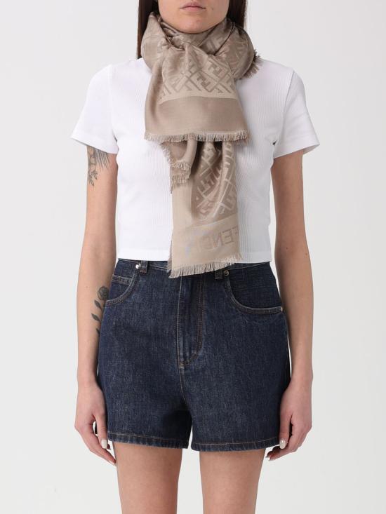 26SS 펜디 오가닉 실크 울 FF 숄 FXT069AJW7 F1N3T Dove Grey - FENDI