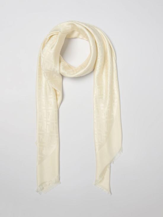 26SS 펜디 오가닉 실크 울 FF 숄 FXT069AJW7 F0QM0 Ivory - FENDI