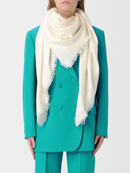 26SS 펜디 오가닉 실크 울 FF 숄 FXT069AJW7 F0QM0 Ivory - FENDI