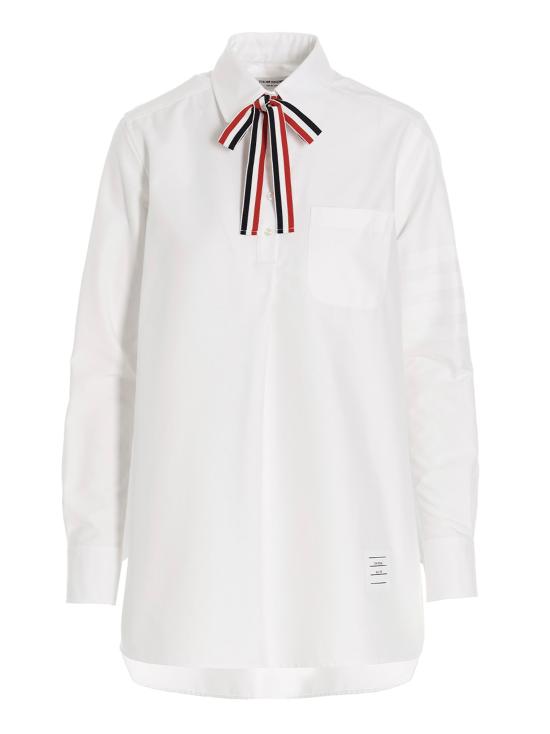 26FW 톰브라운 코튼 옥스포드 4바 보타이 블라우스 FLL139A 06496 100 WHITE DOM
