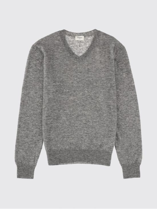 25FW 생로랑 캐시미어 브이넥 스웨터 781571 Y76LZ1403 GREY - SAINT LAURENT
