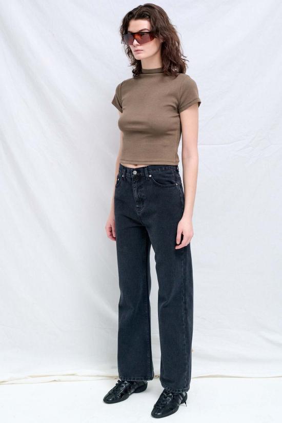  던스트 데님 팬츠 블랙 릴랙스드 플레어 진 - DUNST