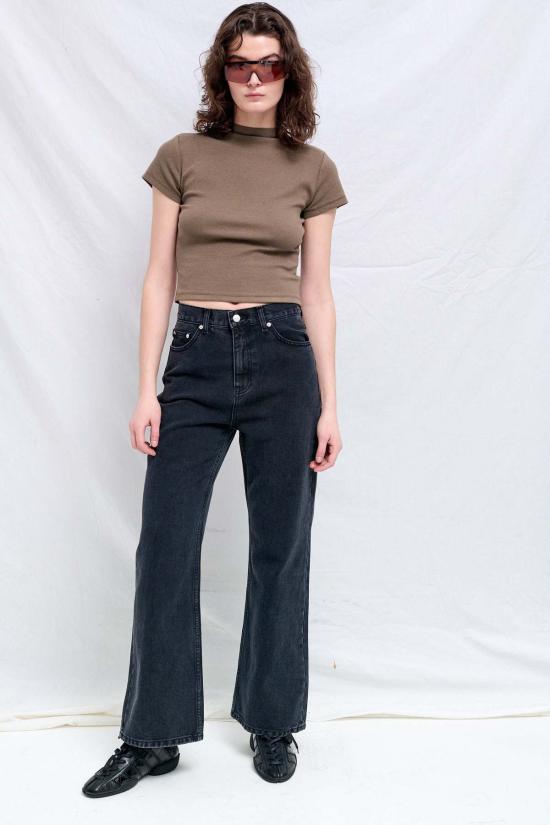  던스트 데님 팬츠 블랙 릴랙스드 플레어 진 - DUNST