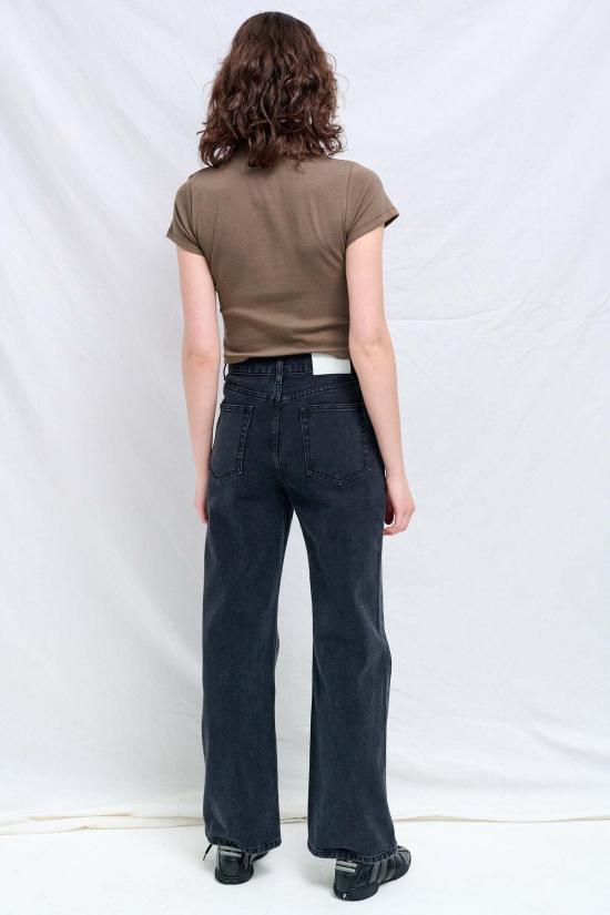  던스트 데님 팬츠 블랙 릴랙스드 플레어 진 - DUNST