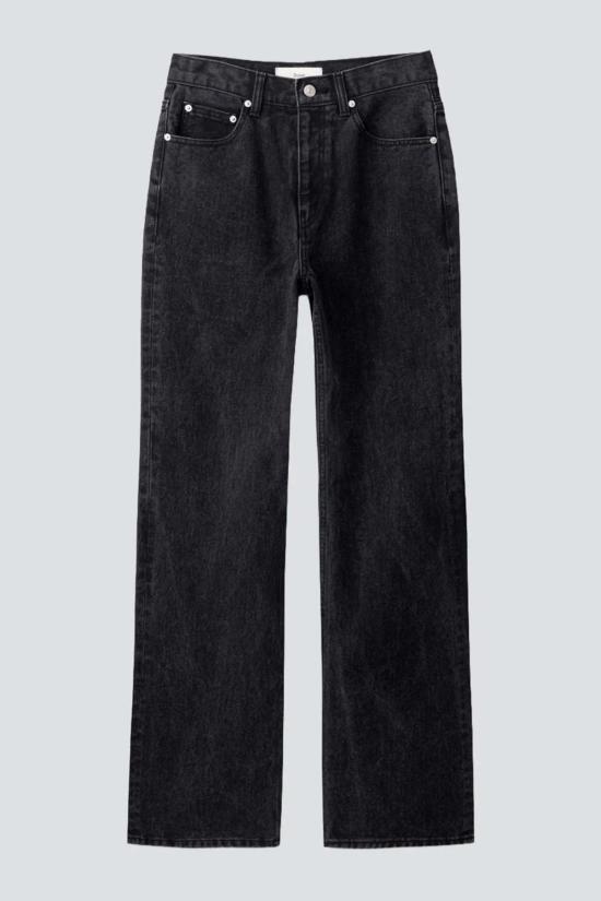  던스트 데님 팬츠 블랙 릴랙스드 플레어 진