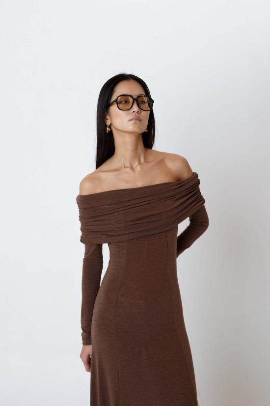  더 엔케이씨 스토어 롱 원피스 NKC 스토어 리사 드레스 브라운 - The NKC Store