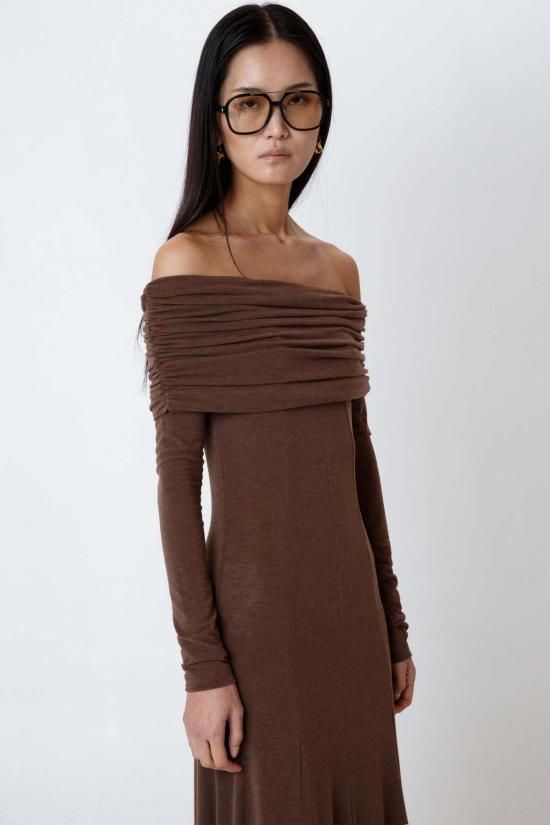  더 엔케이씨 스토어 롱 원피스 NKC 스토어 리사 드레스 브라운 - The NKC Store