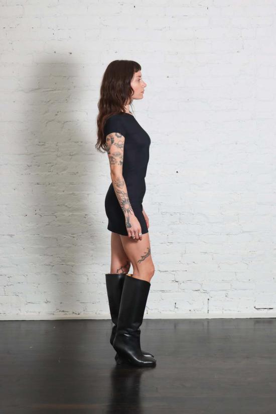  마르지엘라 숏 원피스 메종  MM6 미니 티셔츠 드레스 블랙 - MAISON MARGIELA