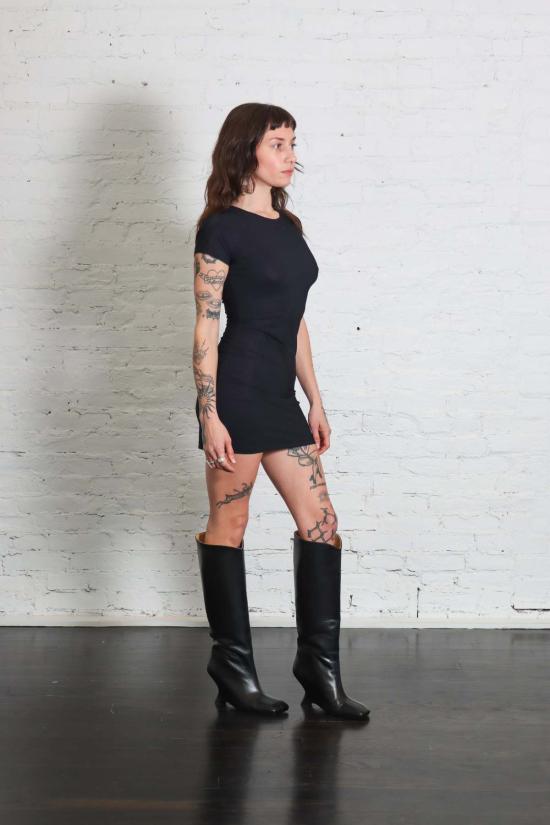  마르지엘라 숏 원피스 메종  MM6 미니 티셔츠 드레스 블랙 - MAISON MARGIELA