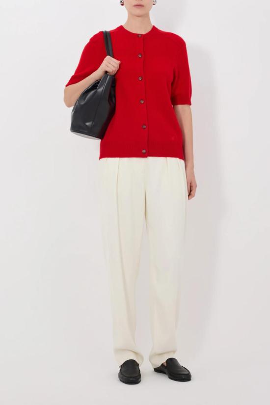  루루 드 세종 가디건 Loulou De Saison Jodi 반소매 카디건 레드 - LOULOU DE SAISON