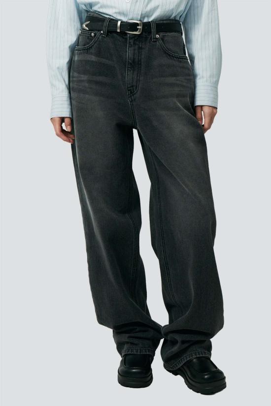  던스트 스트레이트 팬츠 워시드 릴렉스드 와이드 진 그레이