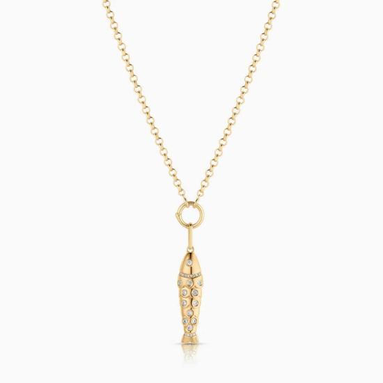  탯치 팔찌 짚으로 만든 큐빅 지르코니아 물고기 모양 참 - THATCH