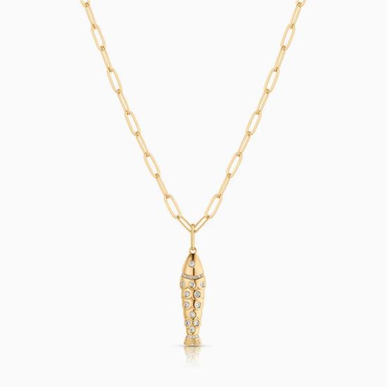  탯치 팔찌 짚으로 만든 큐빅 지르코니아 물고기 모양 참 - THATCH