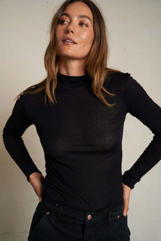  퍼펙트 화이트 티 반팔 티셔츠 킴 저지 모크넥 탑 - PERFECT WHITE TEE