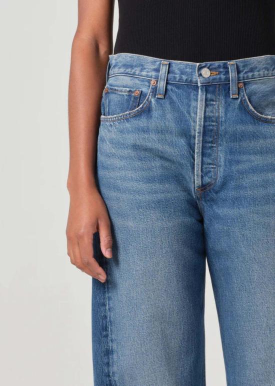  에이골디 데님 팬츠 아골드 루나 하이라이즈 피디드 테이퍼드 스플릿 진 - AGOLDE