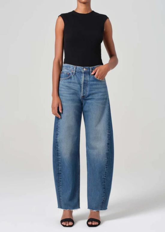  에이골디 데님 팬츠 아골드 루나 하이라이즈 피디드 테이퍼드 스플릿 진