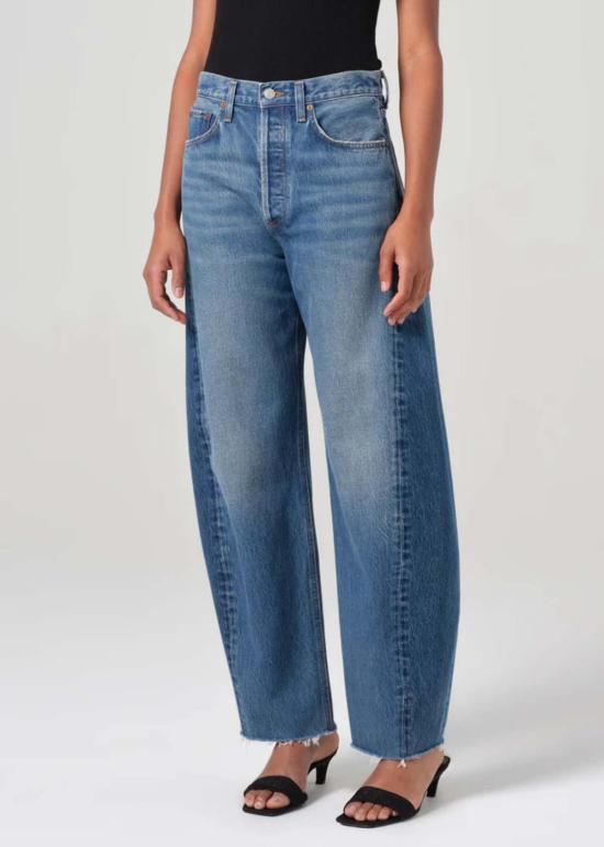  에이골디 데님 팬츠 아골드 루나 하이라이즈 피디드 테이퍼드 스플릿 진 - AGOLDE