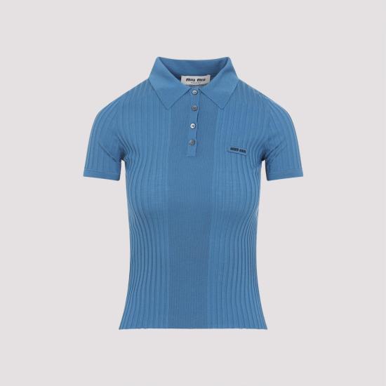 26SS 미우미우 반팔 티셔츠 MML02BSOOO 18TW F0154 AVIO BLUE - MIU MIU