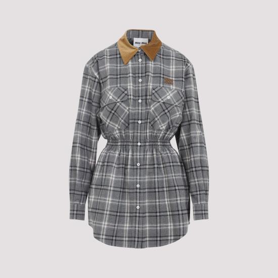 26SS 미우미우 미디 원피스 MF6159SOOO 1807 F0480 ARDESIA GREY - MIU MIU