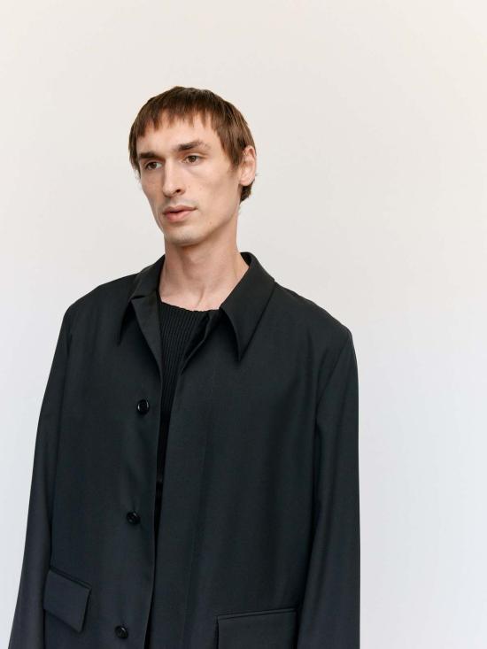  리에르 자켓 리어 포펠린 울 플루이드 재킷 블랙 - RIER