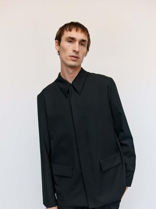  리에르 자켓 리어 포펠린 울 플루이드 재킷 블랙