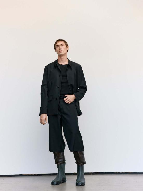  리에르 자켓 리어 포펠린 울 플루이드 재킷 블랙 - RIER