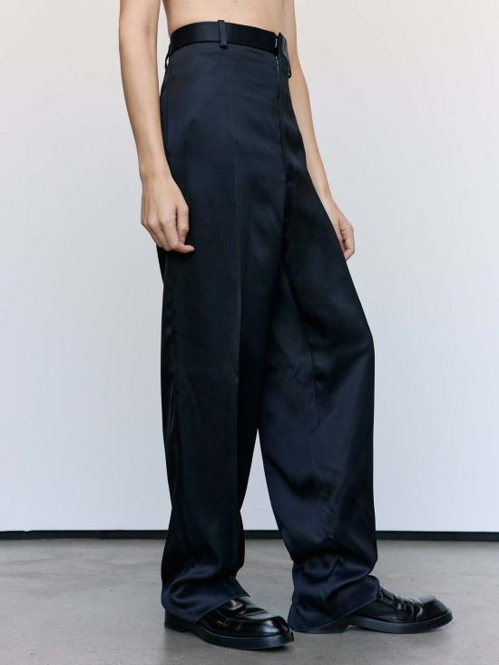  질샌더 스트레이트 팬츠 질 샌더 블랙 플루이드 비스코스 팬츠 - JIL SANDER