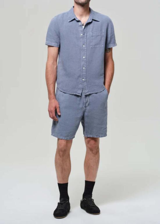  시티즌 오브 휴머니티 숏팬츠 드로스트링 데크 쇼츠 스톤 블루 - CITIZEN OF HUMANITY