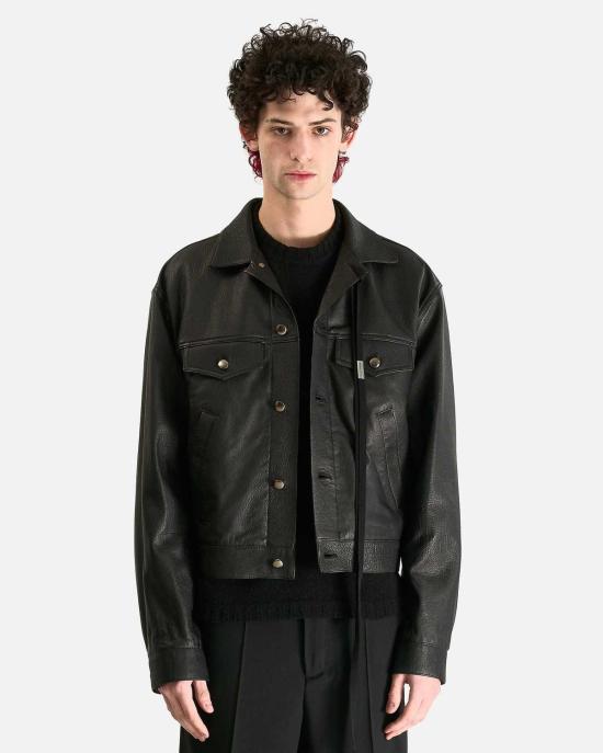  앤 드뮐미스터 가죽 자켓 Ann Demeulemeester Raf 5 포켓 스탠다드 블루종