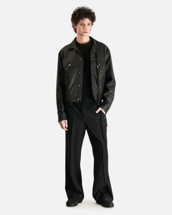  앤 드뮐미스터 가죽 자켓 Ann Demeulemeester Raf 5 포켓 스탠다드 블루종 - ANN DEMEULEMEESTER