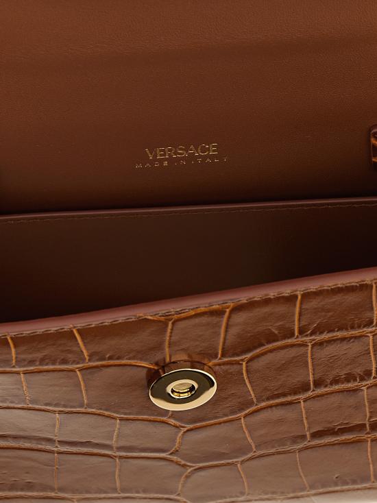 26SS 베르사체 메두사 95 스몰 크록 이펙트 탑 핸들 백 10138241A087241NF2V Brown - VERSACE