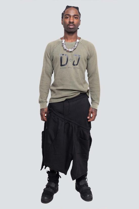  Dauan Jacari 트레이닝/조거 팬츠 다우안 자카리 스웨트팬츠 스파이럴 스커트 하의 블랙 - OTHER BRANDS