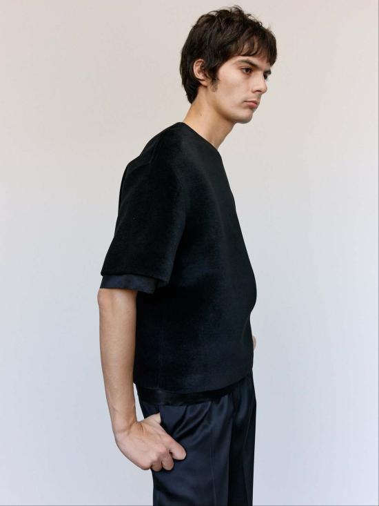  질샌더 반팔 티셔츠 질 샌더 양면 소프트 벨벳 티셔츠 - JIL SANDER