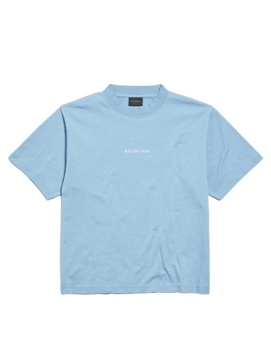 26SS 발렌시아가 백 미디엄 핏 티셔츠 850990 TTVJ1 4773 LIGHT BLUE WHI