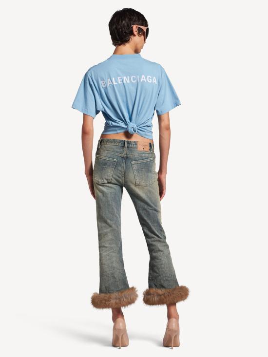 26SS 발렌시아가 백 미디엄 핏 티셔츠 850990 TTVJ1 4773 LIGHT BLUE WHI - BALENCIAGA