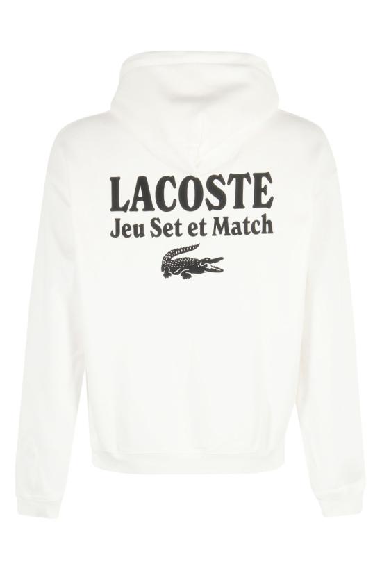 25FW 라코스테 레터링 그래픽 루즈핏 후드 풀오버 스웻셔츠 SH5947 097 White - LACOSTE