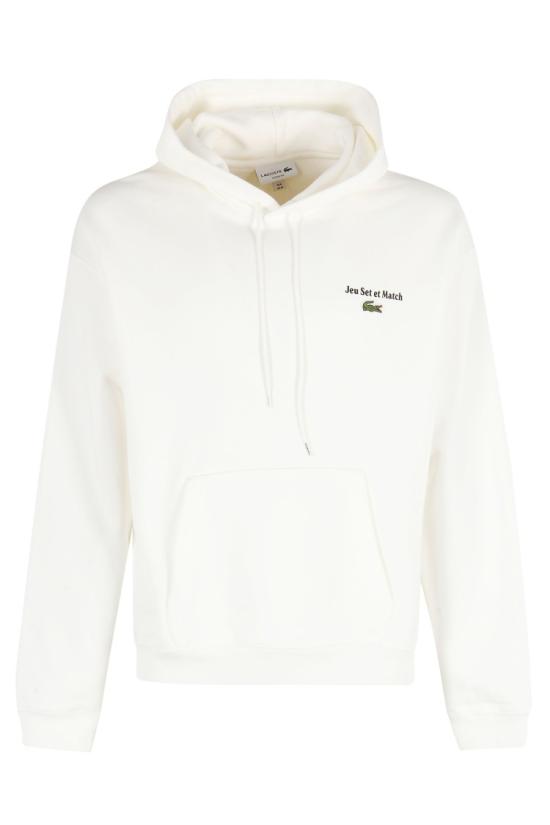 25FW 라코스테 레터링 그래픽 루즈핏 후드 풀오버 스웻셔츠 SH5947 097 White