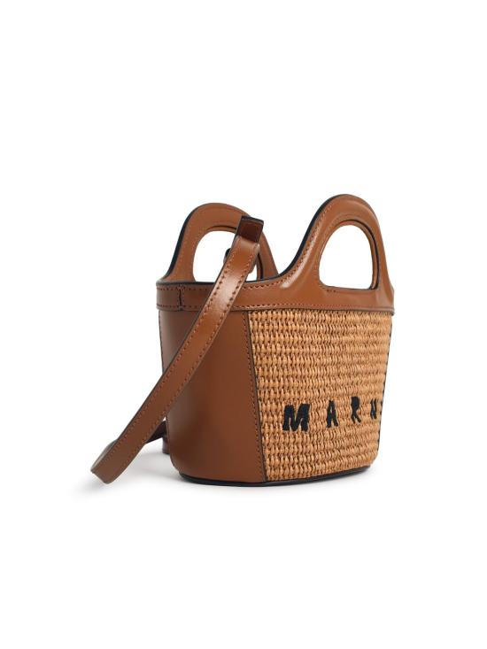 26SS 마르니 레더 & 라피아 트로피컬리아 마이크로백 BMMP0067Q0 P386000M50 Brown - MARNI
