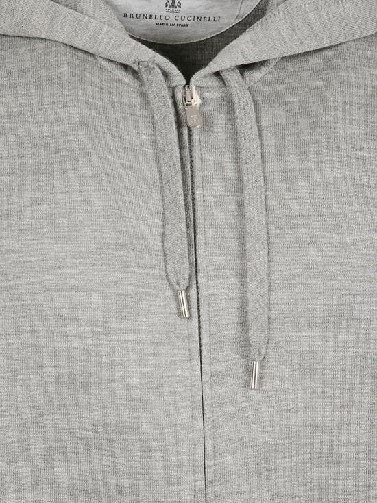  브루넬로 쿠치넬리 캐시미어&실크 지퍼업 후드 스웨트셔츠 MM8359069G C8299 Grey - BRUNELLO CUCINELLI