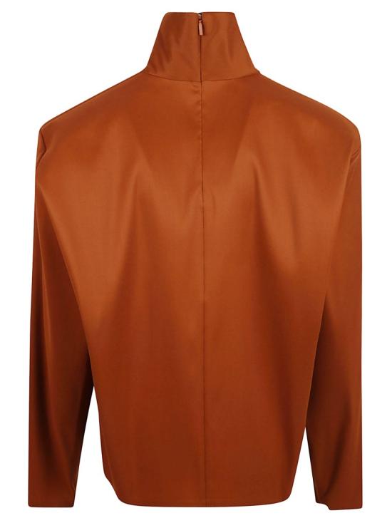 25FW 생로랑 실크 블렌드 탑 845857Y5J952498 Orange - SAINT LAURENT