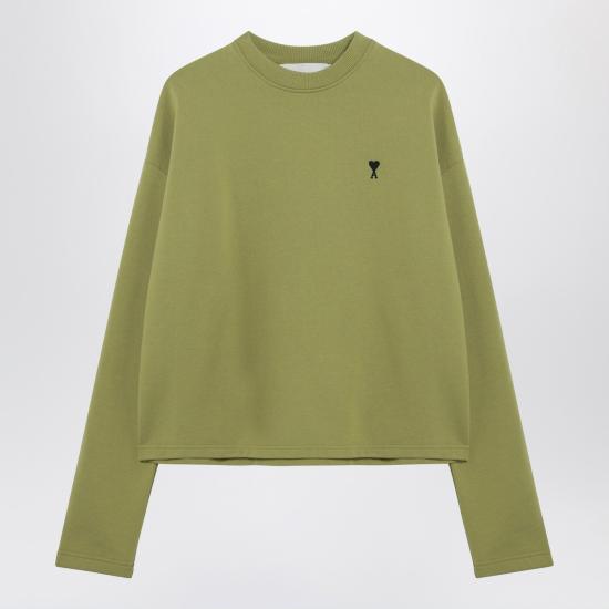 26SS 아미 스몰 하트 로고 코튼 플리스 스웨트셔츠 FSW766730 Green