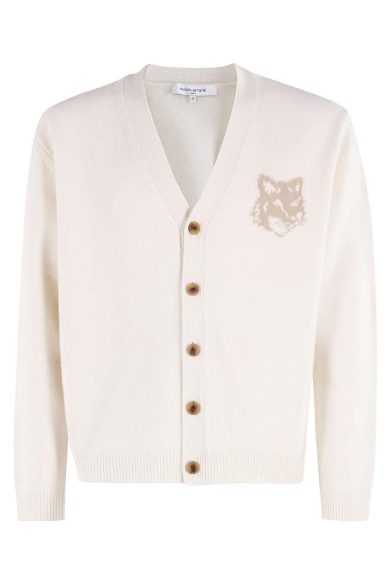 25FW 메종키츠네 폭스 헤드 인타르시아 메리노 가디건 PM00509KM0329 097 Neutrals
