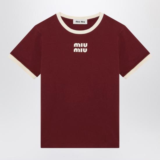 26SS 미우미우 반팔 티셔츠 MJNA17OOO1841 Red