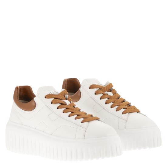 26SS 호간 H-스트라이프 스니커즈 HXW6450FC60LE9 WHITE BROWN - HOGAN