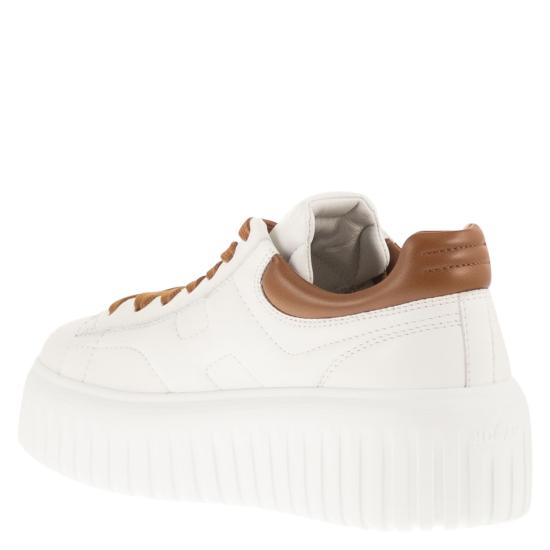 26SS 호간 H-스트라이프 스니커즈 HXW6450FC60LE9 WHITE BROWN - HOGAN