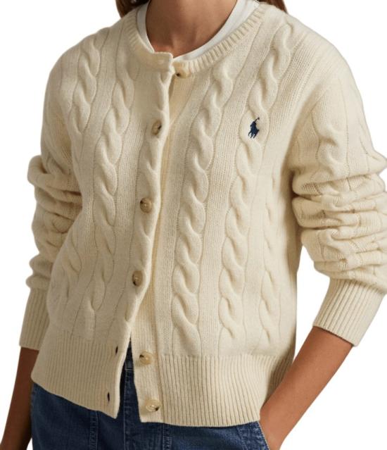 25FW 폴로 랄프로렌 로고 자수 크루넥 가디건 211972104 Neutrals - POLO RALPH LAUREN