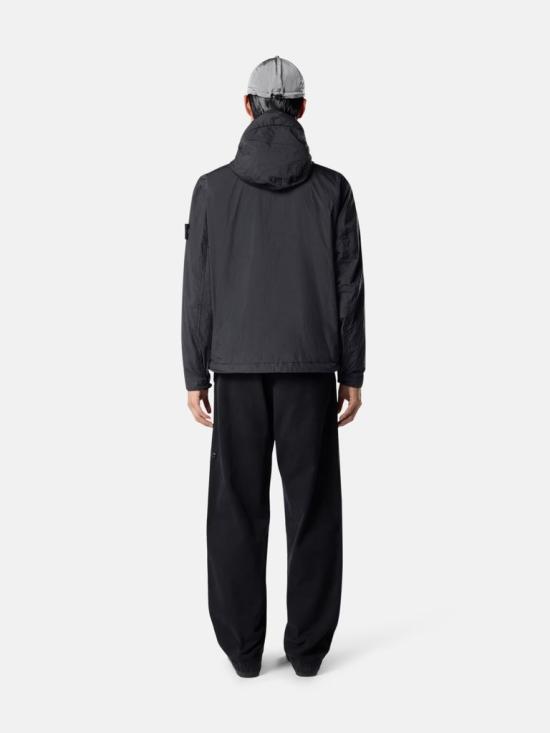 26SS 스톤 아일랜드 크링클 랩스 NY 윈드 레지스턴스 안티 드롭 후드 자켓 L1S15 4100001 S0A23 V0029 Black - STONE ISLAND