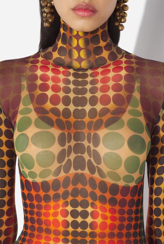 26SS 장 폴 고티에 미디 원피스 26 01 W DR131 M018P 155060 Orange blue brown - JEAN PAUL GAULTIER